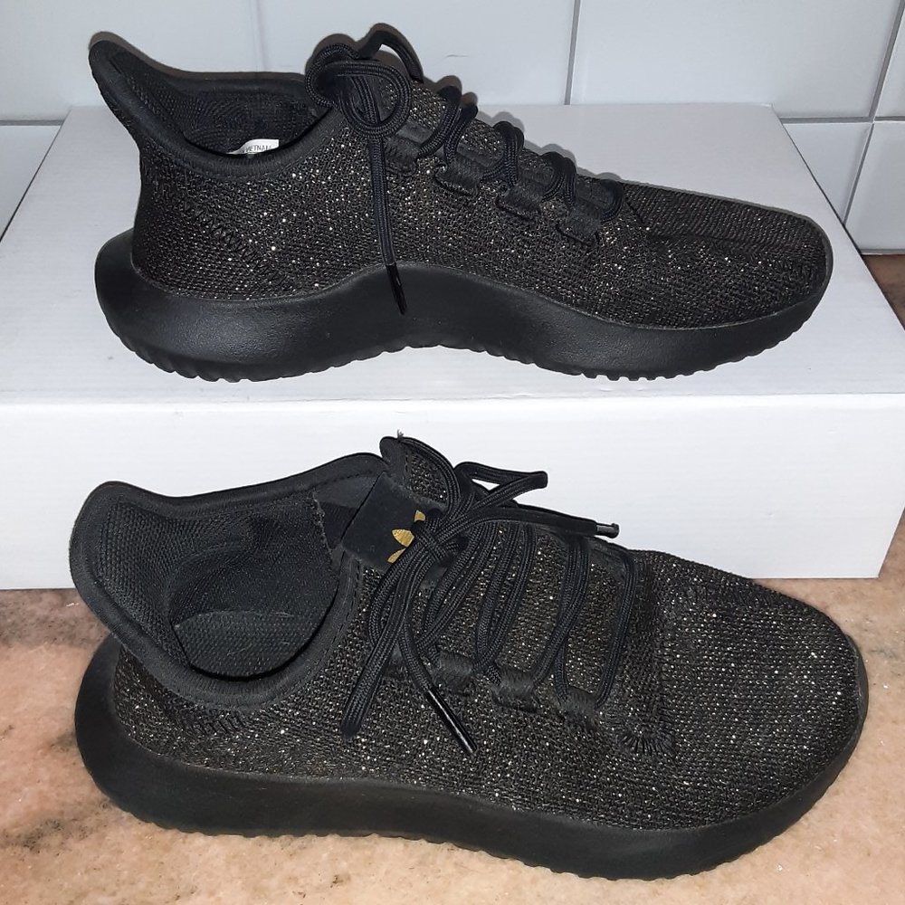 Adidas Tubular Shadow Shoes - Black and Metallic Gold - Youth Size 4